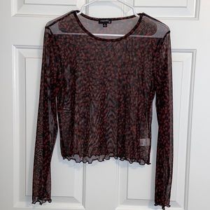 Black Mesh Top w/ Red Spots